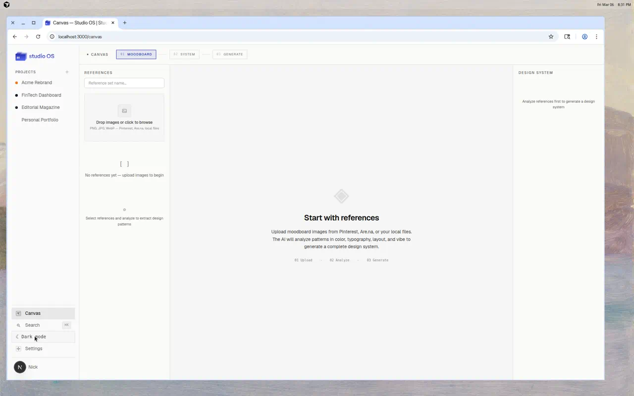Canvas — Moodboard upload