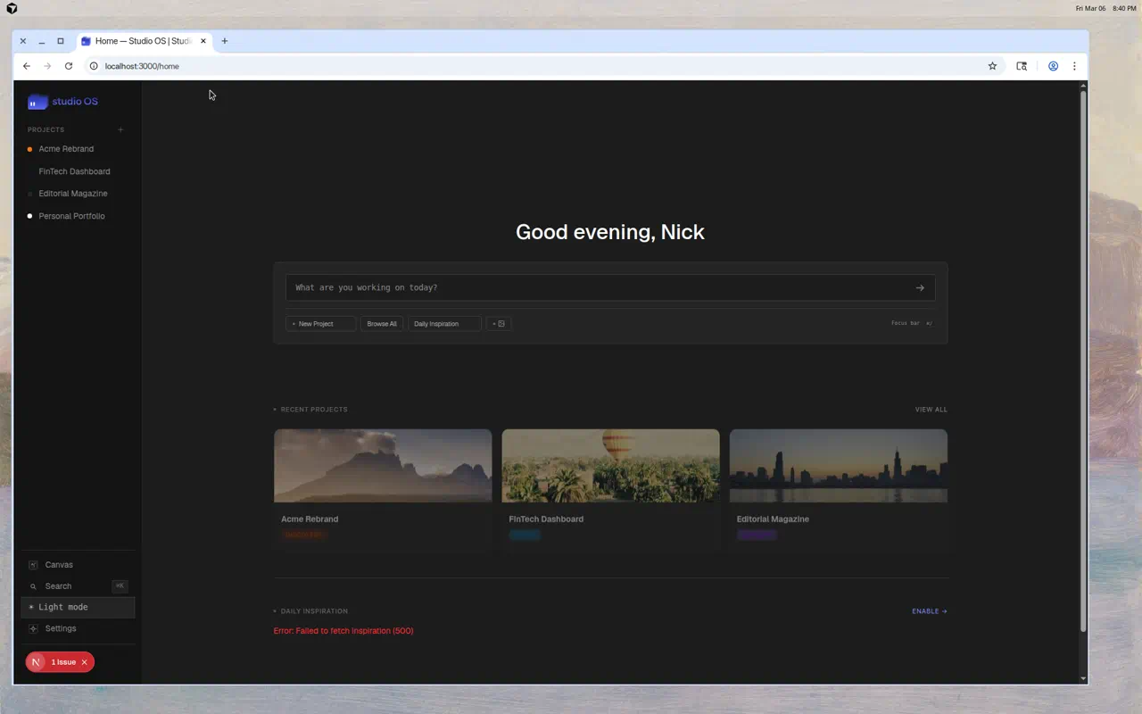 Home — Command bar