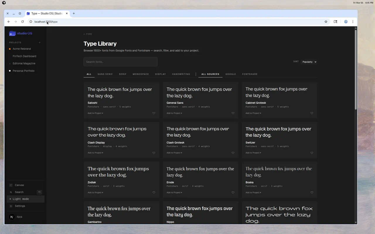 Type Library — Font browser